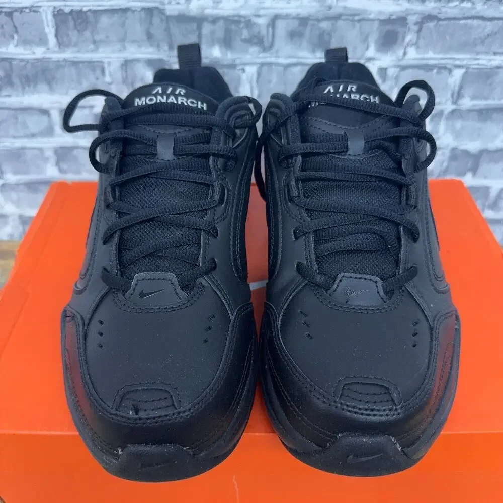 Nike Air Monarch IV Triple Black Athletic Dad Shoes 416355-001 Mens Size 7.5 4E